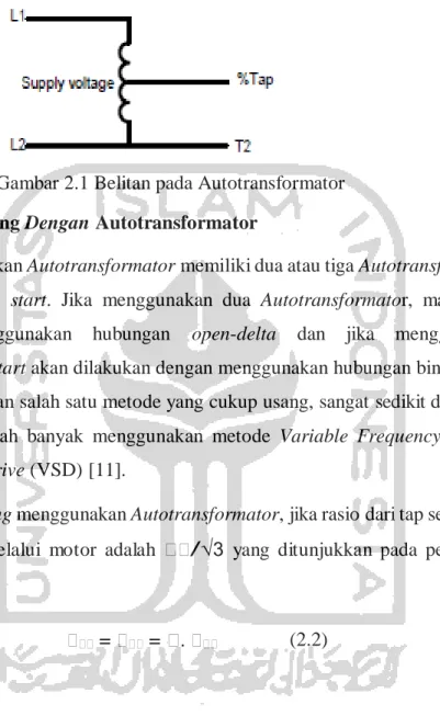 Gambar 2.1 Belitan pada Autotransformator  2.2.4 Metode Motor Starting Dengan Autotransformator 