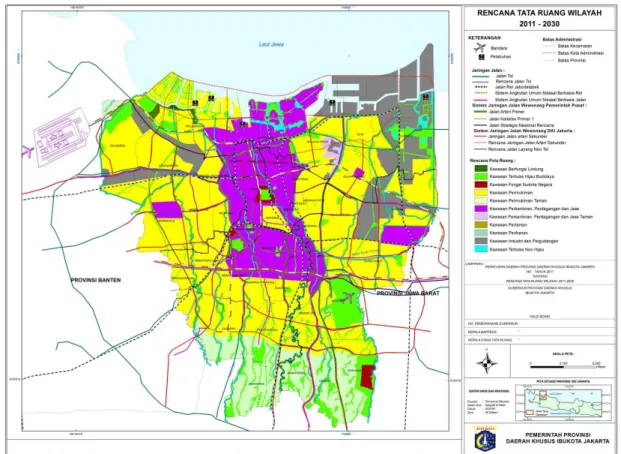 Gambar 1.7 Peta rencana pola ruang dan daratan DKI Jakarta (Sumber: 