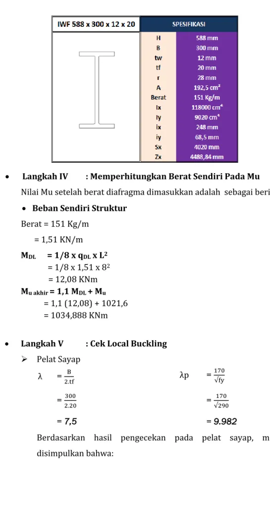 Tabel 3.1 Spesifikasi Penampang Baja IWF 