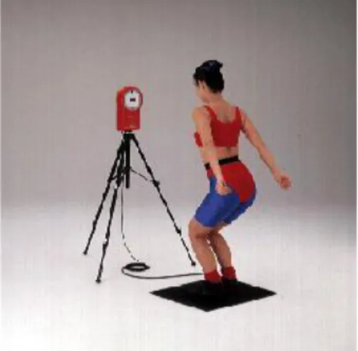 Gambar 2.1 Pengukuran daya ledak otot tungkai dengan digital vertical jump test  Sumber : (Sunandar,2014) 