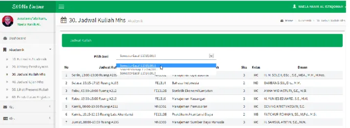 Gambar 6. Jadwal Kuliah Mahasiswa 