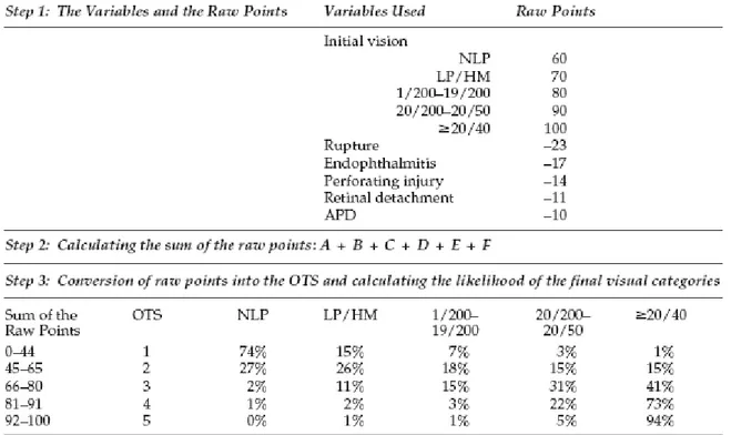 Tabel 1. Perhitungan Ocular Trauma Score (OTS) 11