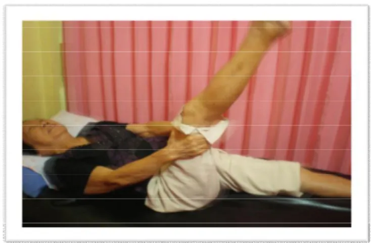 Gambar 3.  Latihan RGS Ekstensi Sendi Lutut (Azizah, 2008) 
