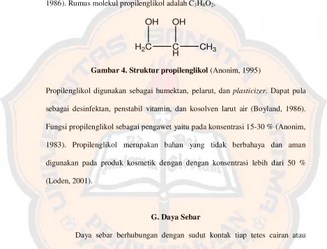 Gambar 4. Struktur propilenglikol (Anonim, 1995)