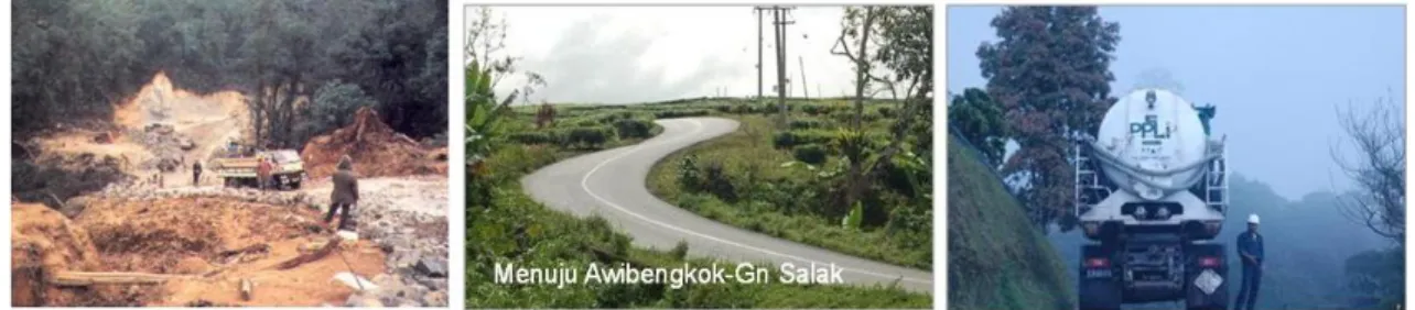 Gambar 10 Contoh Persiapan Jalan Masuk Lokasi Lapangan Panas Bumi. Jalan masuk lokasi harus  disiapkan agar dapat membawa peralatan berat