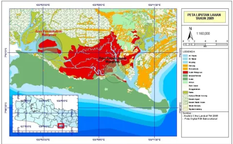 Gambar 3  Peta liputan lahan Kabupaten Cilacap tahun 2009 Hasil Estimasi Stok Sumberdaya Udang 