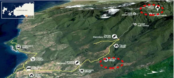 Gambar 10. Peta lokasi kampung Wae Rebo dan kampung Kombo (Sumber : http://waerebopower.com/about.php)