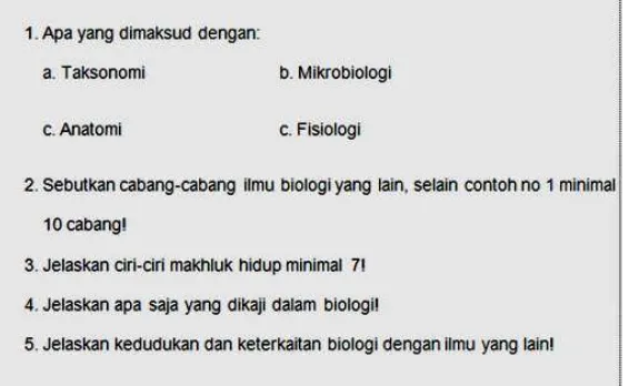 Gambar 3.   : Contoh soal urain mahasiswa yang tidak  sesuai dengan   