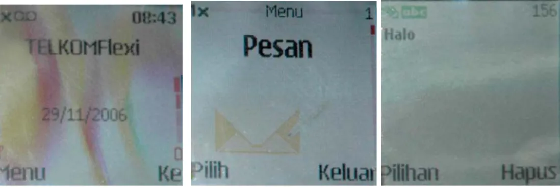 Gambar V.2 Display Telepon Genggam Nokia 6585  
