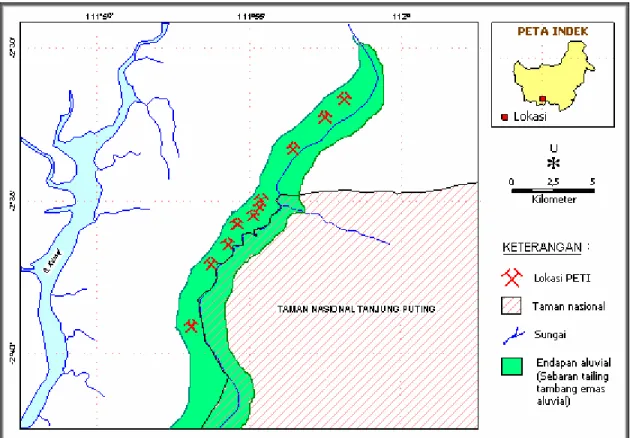 GAMBAR 10. Peta sebaran tailing tambang emas aluvial dan lokasi tambang zirkon (modifikasi  dari Rohmana dan Gunradi, 2006) 