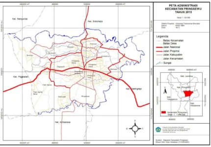 Gambar 1. Peta Administrasi Kecamatan Pringsewu  Berdasarkan  Laporan  Kependudukan 