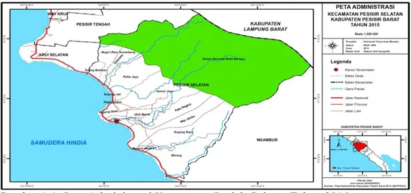 Gambar 1.1. Peta Administrasi Kecamatan Pesisir Selatan Tahun 2015.