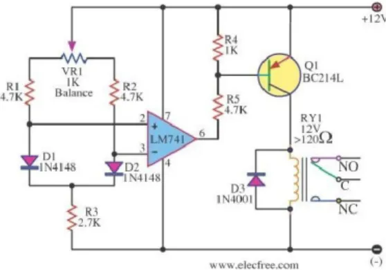 Gambar 15. Rangkaian Relay Suhu dengan sensing temperature electronic