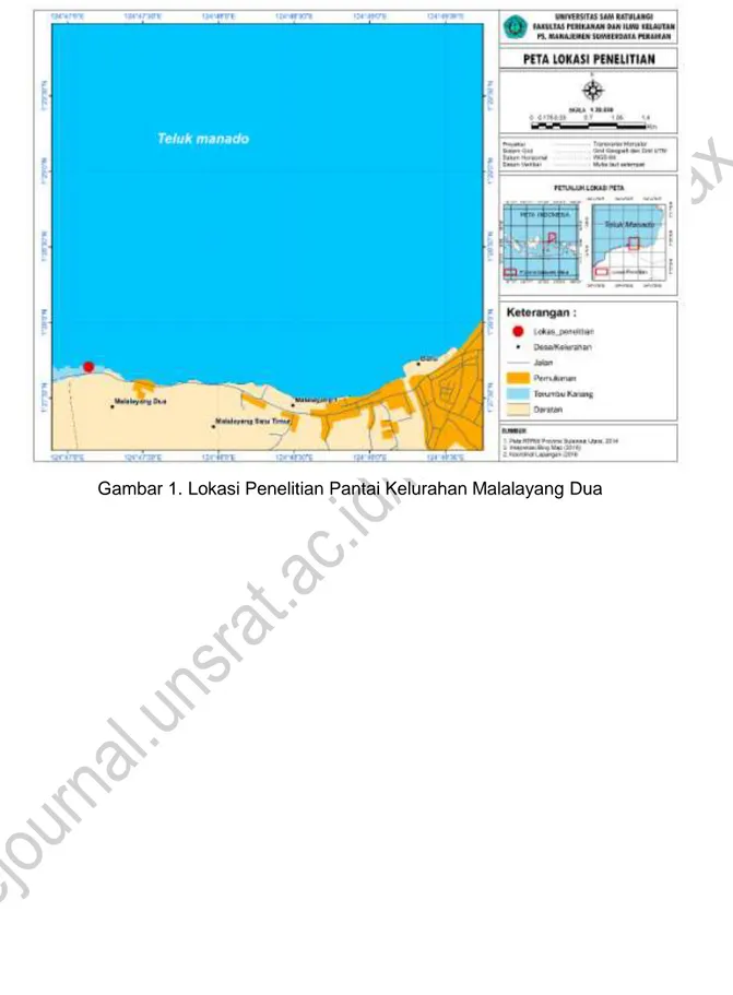 Gambar 1. Lokasi Penelitian Pantai Kelurahan Malalayang Dua 