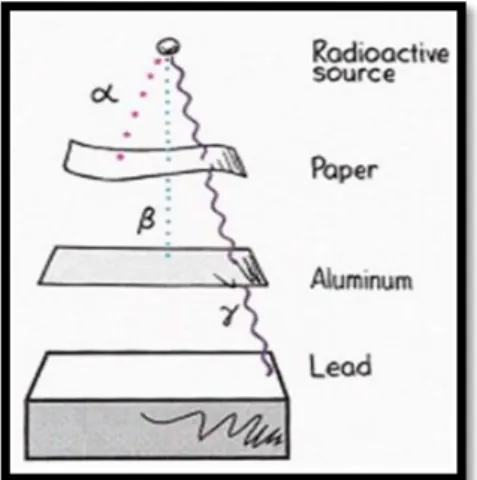 Gambar 2 : Ilustrasi kemampuan daya tembus sinar alfa, beta dan gamma 