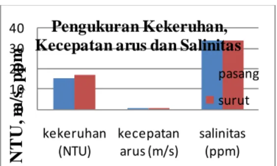 Gambar 6. Hasil Pengukuran  Kekeruhan, Kecepatan arus dan 