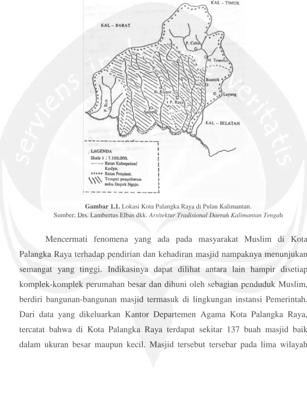 Gambar 1.1. Lokasi Kota Palangka Raya di Pulau Kalimantan.