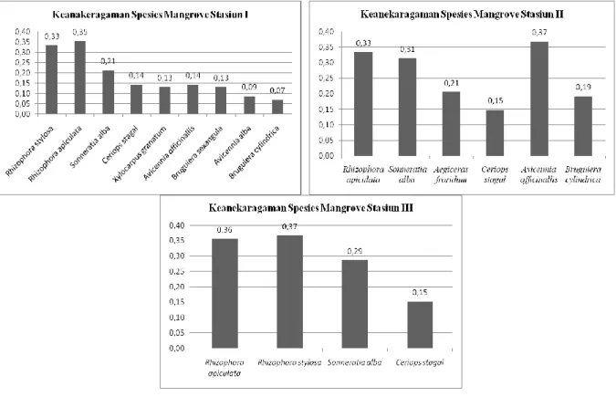 Gambar 05. Keanekaragaman Spesies Mangrove Stasiun I,II dan III 