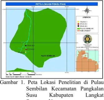 Gambar  1.  Peta  Lokasi  Penelitian  di  Pulau  Sembilan  Kecamatan  Pangkalan  Susu  Kabupaten  Langkat  Sumatera Utara 
