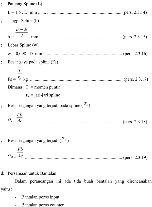 Tabel : Bantalan (Sularso dan Suga, 1997, hal 143)