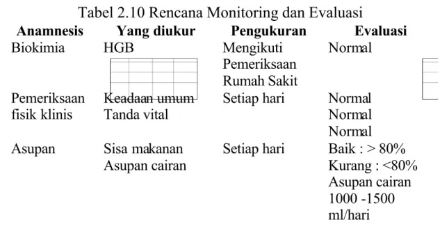 Tabel 2.10 Rencana Monitoring dan Evaluasi