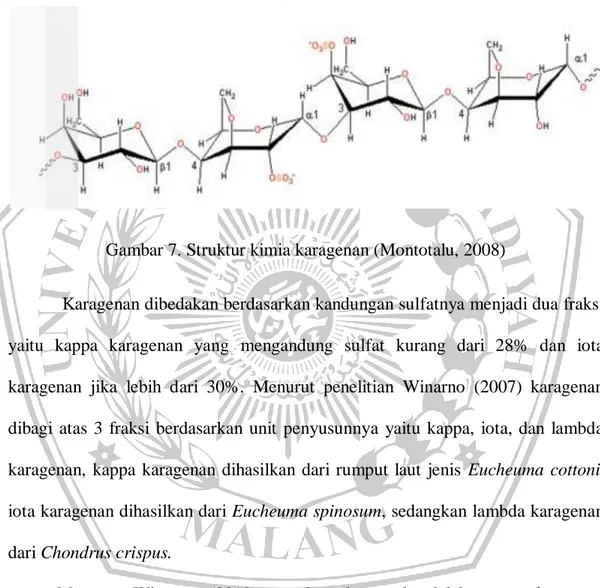 Gambar 7. Struktur kimia karagenan (Montotalu, 2008) 