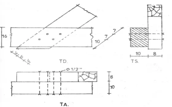 Gambar 3.7b  Detail sambungan baut batang diagonal.