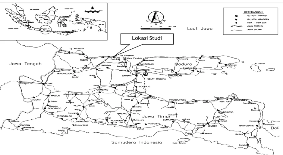Gambar 1.1 - Lokasi Studi  ( Sumber : Peta Jawa Timur )