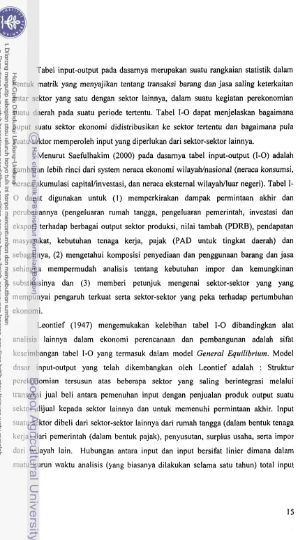 Tabel input-output pada dasarnya merupakan suatu rangkaian statistik dalam 