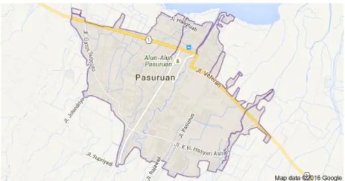 Gambar 1.1 Peta Lokasi Kota Pasuruan Jawa Timur 