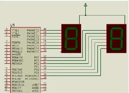 Gambar 4.1 Rangkaian 7 Segment Non-Multiplex  Tugas Program Aplikasi LED. 