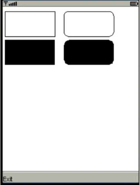 Gambar 7:drawRect(), fillRect(), drawRoundRect(), dan fillRoundRect()