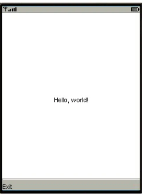 Gambar 2: Hello World MIDlet menggunakan canvas