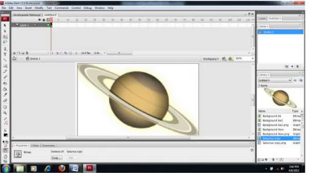 Gambar 4.9 Tampilan import planet Adobe Flash CS3 