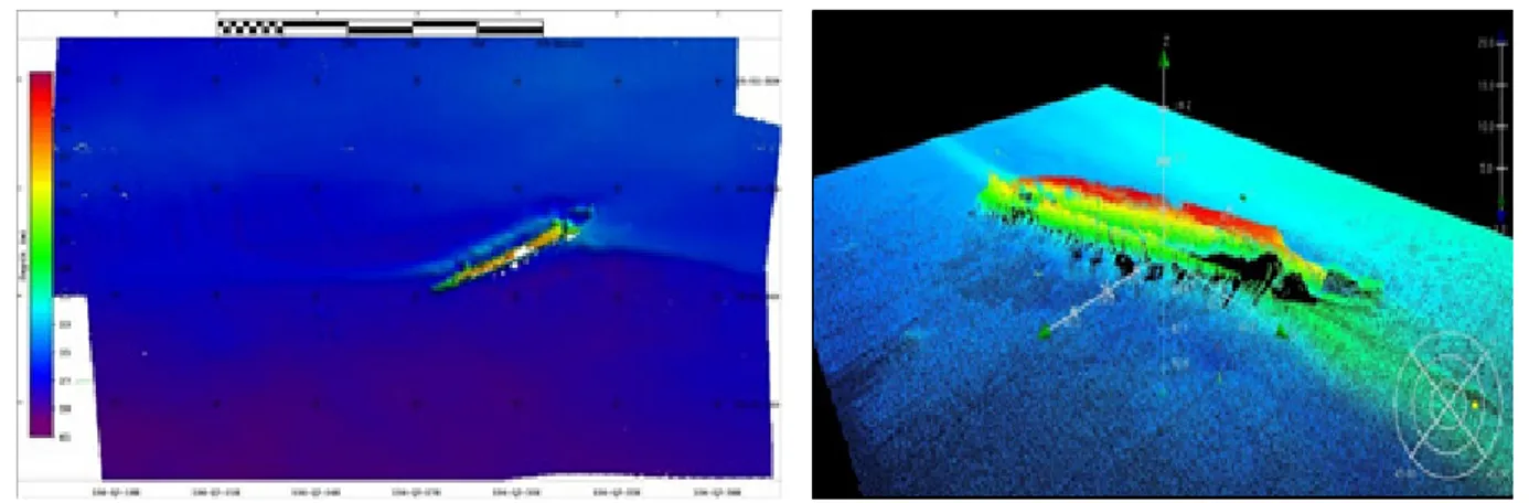 Gambar 5. Nilai intensitas target dan dasar laut pada area penelitian