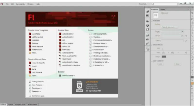 Gambar II.1. Tampilan Start Adobe Flash Professional CS6  (Sumber : Adobe Flash Professional CS6) 