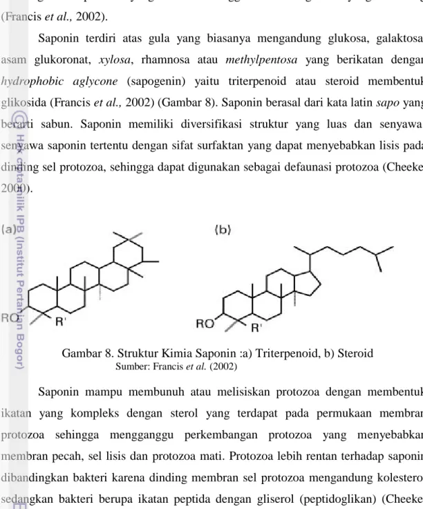 Gambar 8. Struktur Kimia Saponin :a) Triterpenoid, b) Steroid 