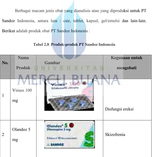 Tabel 2.8  Produk-produk PT Sandoz Indonesia 