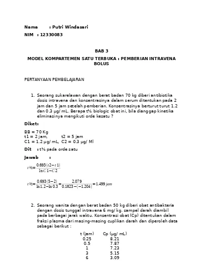 Farmakokinetik (soal + Jawaban)