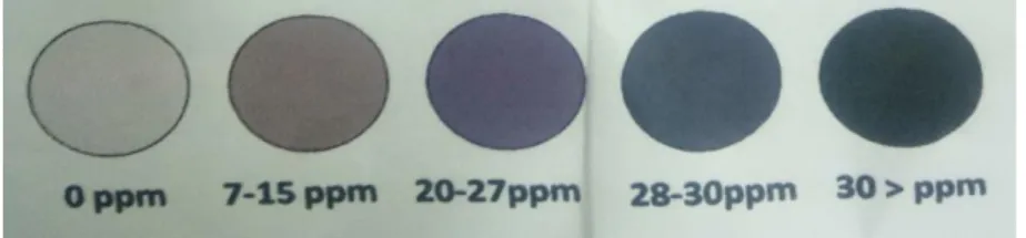 Gambar 2 Indikator perkiraan konsentrasi iodium dalam garam  (Sumber: ET test kit iodium) 