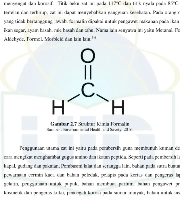 Gambar 2.7 Struktur Kimia Formalin 