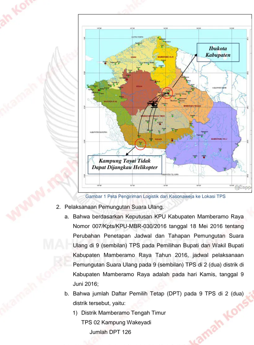 Gambar 1 Peta Pengiriman Logistik dari Kasonaweja ke Lokasi TPS 
