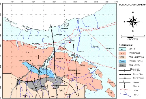 Gambar 2.1 Peta Geologi Semarang dan sekitarnya (Thanden et al., 1996) 