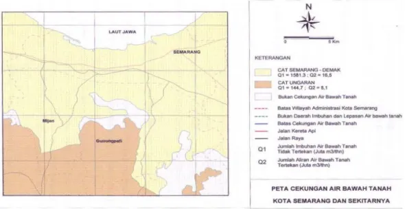 Gambar 2.3 Peta Cekungan Air Tanah Kota Semarang dan sekitarnya  (Sihwanto &amp; Sukrisno, 2000) 