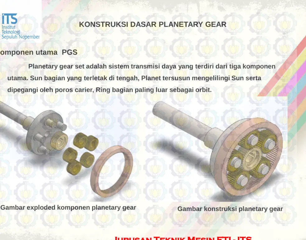 Gambar exploded komponen planetary gear Gambar konstruksi planetary gear