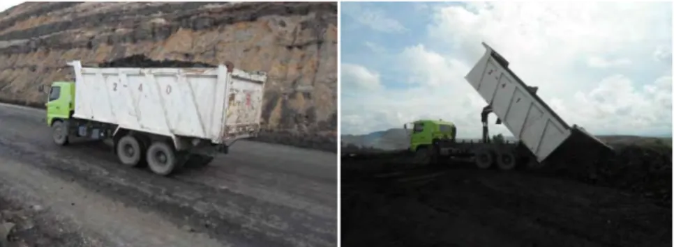 Gambar 3.27. Truck Uji saat di hauling muatan dan dumping coal  ( ref;doc arif n ) 