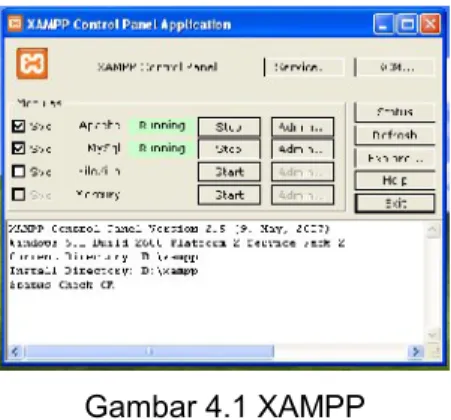 Gambar 4.1 XAMPP  b.   Membuat Database