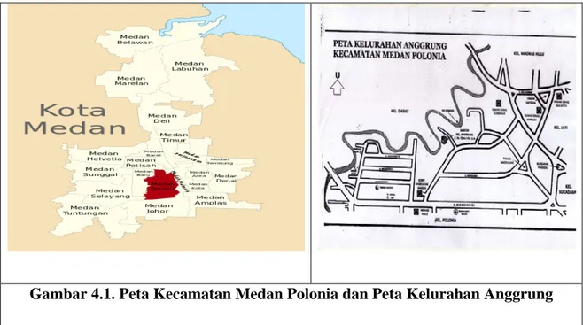Gambar 4.1. Peta Kecamatan Medan Polonia dan Peta Kelurahan Anggrung 