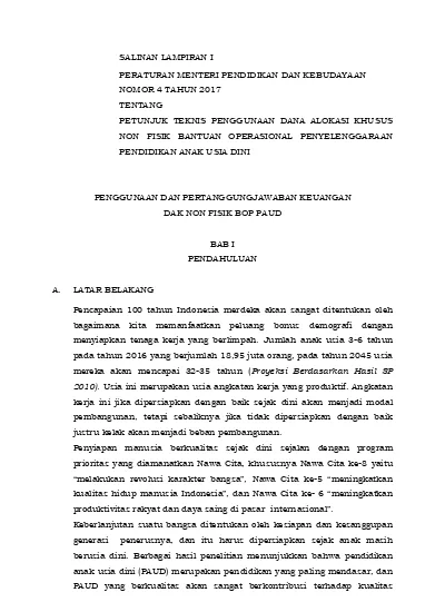 Penggunaan Dan Pertanggungjawaban Keuangan Dak Non Fisik Bop Paud Bab I Pendahuluan 9155