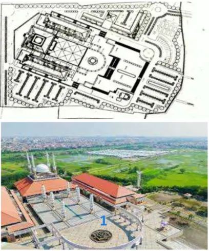 Gambar 2.  Ilustrasi Area Zona 1 (Area Pilar Alqonatir) di Masjid Agung Jawa Tengah. 